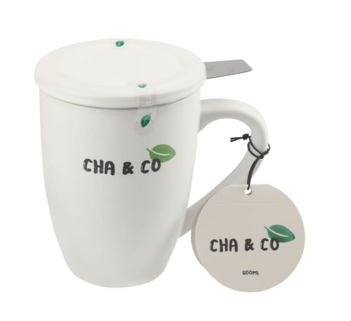 Ceramic mug with infuser - White