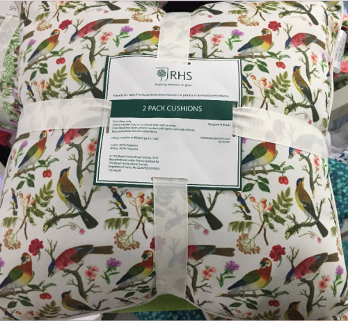 RHS Tropical Birds Piped cushions - Cream