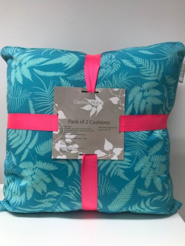 Clarissa Hulse Scattered Fern Piped Cushions Turquoise