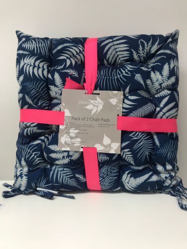 Clarissa Hulse Scattered Fern Seat Pads Navy 