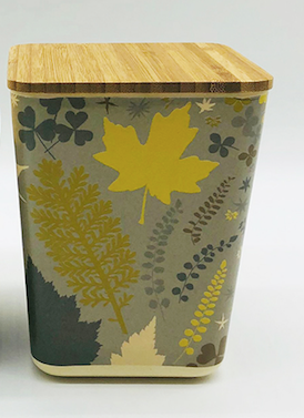 Clarissa Hulse Square Bamboo Storage Canister- Mini Mix mustard