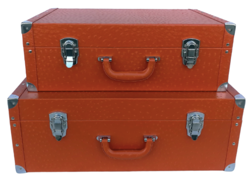 Upper Street Large Faux Ostrich Orange Trunk 