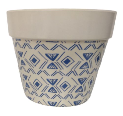 Bamboo Plant Pot Medium - Aztec Blue