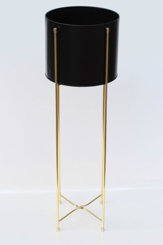 Large Scandi tin Planter Black & Gold 