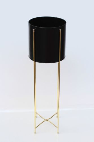 Medium Scandi tin Planter Black & Gold 