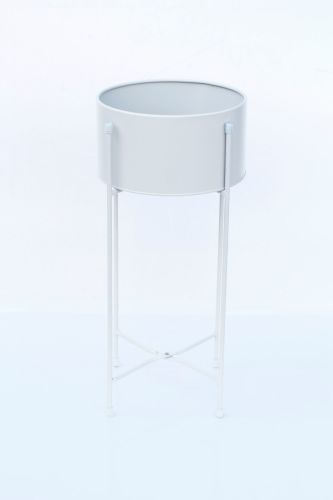 Wide Scandi tin Planter White