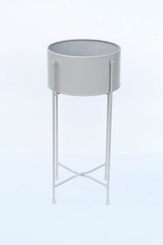 Wide Scandi tin Planter Grey