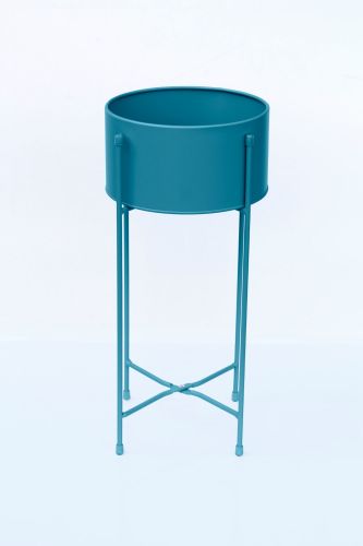 Wide Scandi tin Planter Turquoise