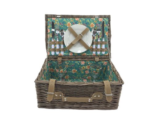 UPPST TEAL FLORAL 2 PERSON HAMPER