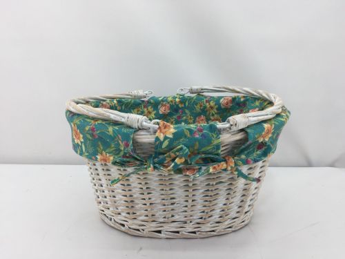 UPPST TEAL FLORAL OPEN SHOPPER BASKET
