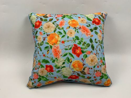 RHS Periwinkle Rose Piped Cushion