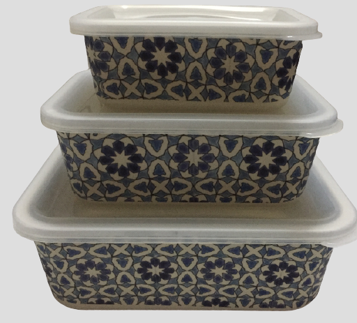 UPPER STREET MOSAIC SET OF 3 BAMBOO FIBRE STORAGE