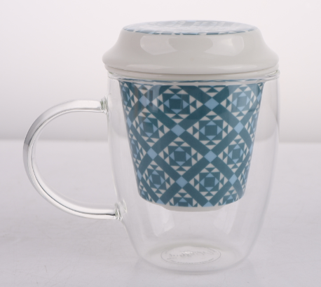 GLASS MUG WITH CERAMIC INFUSER BLOCK MOSAIC