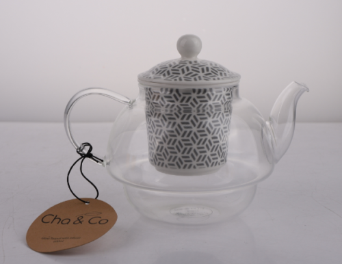 GLASS TEAPOT WITH CERAMIC INFUSER HEX