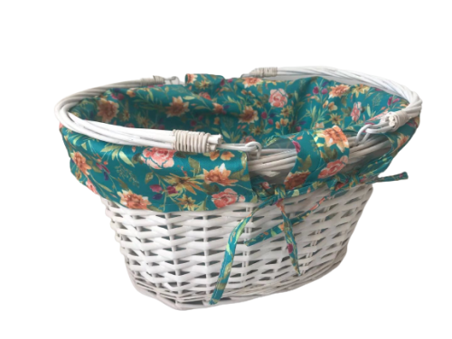 US TEAL FLORAL OPEN SHOPPER PICNIC BASKET