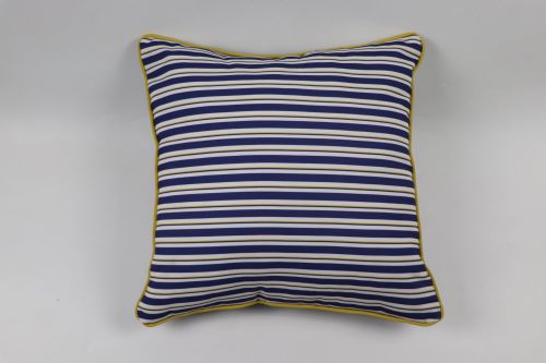 MARINA BAY NAVY STRIPE CUSHION WITH MUSTARD PIPE