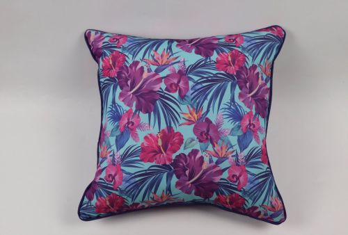 UPPER STREET TROPICAL PALM PIPED CUSHION 