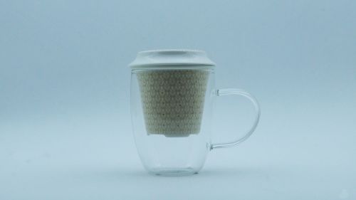 SCANDI MONO FLORAL GLASS INFUSER MUG