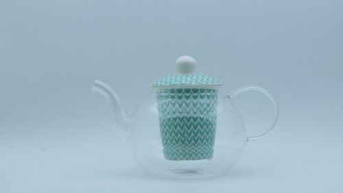Scandi Mint Chevron Glass Teapot with Infuser
