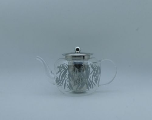 Scandi Glass Teapot with Palm Decal 1l