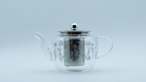 Scandi Glass Teapot with Wildflower Decal 600ml