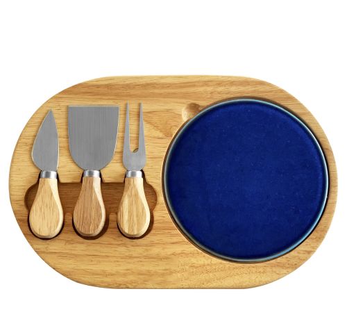 SCANDI REACTIVE ROUND CHEESE BOARD & KNIFE SET 