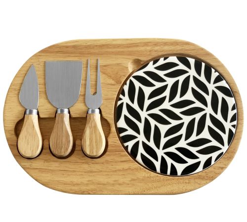 SCANDI PETAL ROUND CHEESE BOARD & KNIFE SET 