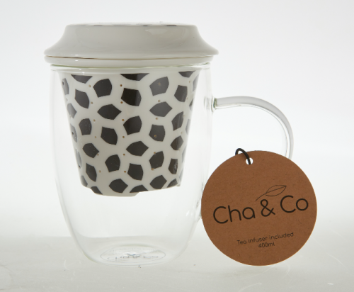 CHA GLASS MONO SPOT INFUSER MUG