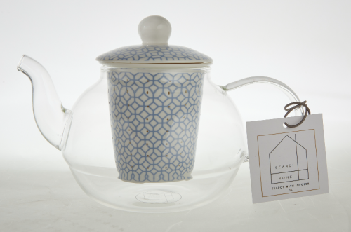 SCANDI TRELLIS GLASS TEAPOT WITH CERAMIC INFUSER 1L