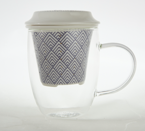 SCANDI TRIANGLES GLASS INFUSER MUG