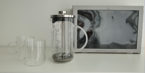PALM GLASS DECAL CAFETIERE GIFT SET 600ML 