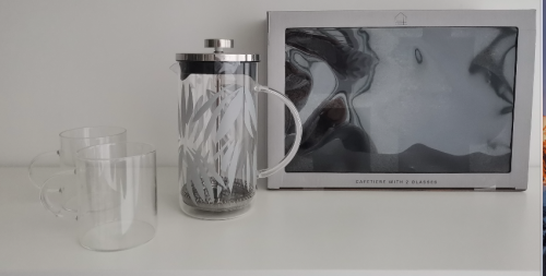 PALM GLASS DECAL CAFETIERE GIFT SET 600ML 