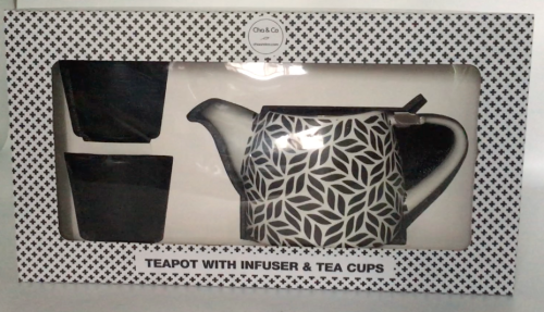CHA PETAL PRINT TEAPOT AND CUP GIFT SET