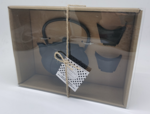 BLACK CAST IRON TEAPOT GIFT SET 