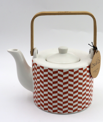 CHA & CO TERRACOTTA CHEVRON TEAPOT 1L 