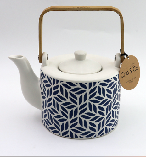 CHA & CO BLUE HEX 1L TEAPOT