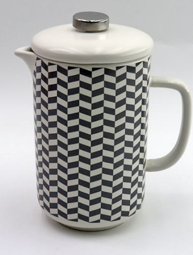 CHA & CO GREY CHEVRON  CAFETIERE