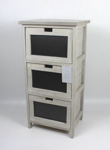 Scandi Home Grey 3 Drawer Blackboard Storage Unit