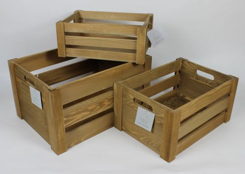 Scandi Home Small Natural Pine Slatted Crate