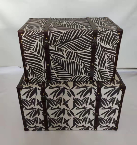 Large Linen Bamboo Printed Trunk