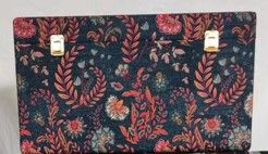 SMALL TEAL FLORAL VELVET TRUNK