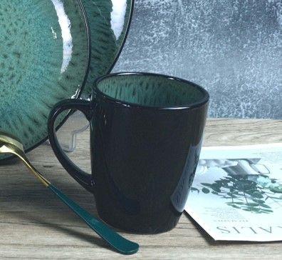 Green and Black Reactive Glaze Mug