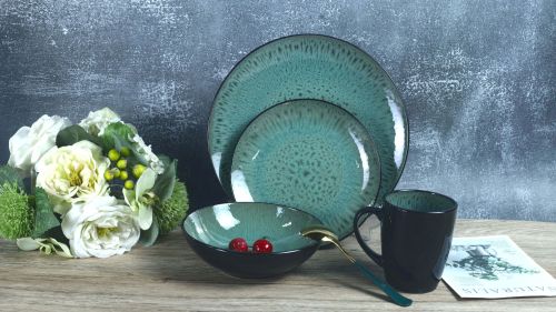 Green and Black Reactive Glaze Side Plate