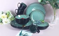 SCANDI HOME GREEN AND BLACK REACTIVE TABLEWARE