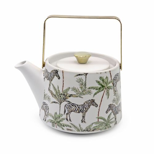 Printed Teapot with Gold Handle