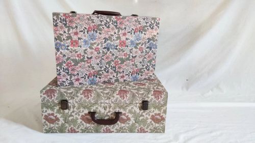 Set of Two Printed Linen Suitcases