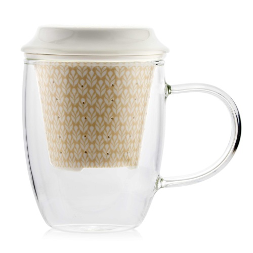 400ml Scandi Home Lulea Mono Flowers Infuser Mug
