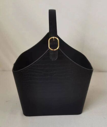 BLACK MOCK CROC VEGAN LEATHER STORAGE