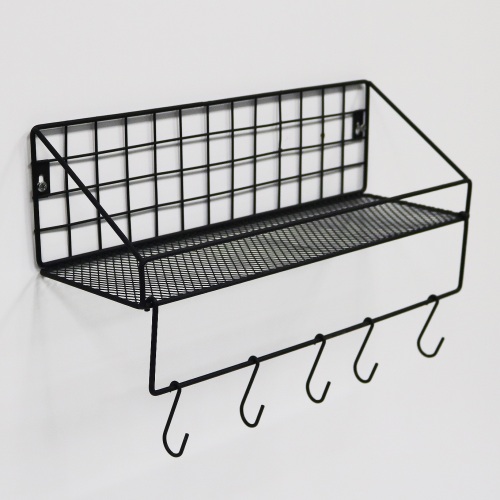Scandi Home Metal Shelf with Hooks