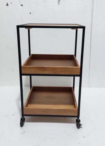Black Metal and Wooden Trolley